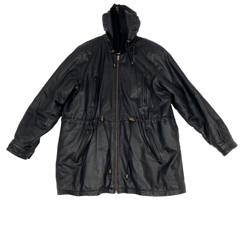 Bellerose Women's Genuine Leather‎ Jacket  Elegant Coat Black Size XL Hoodie